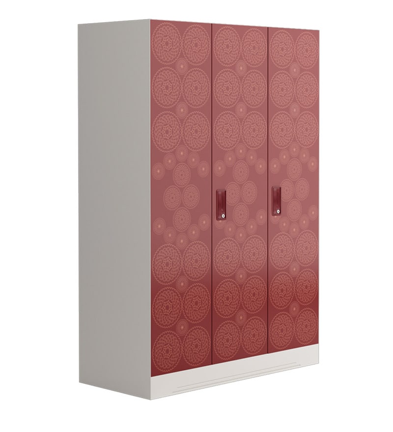 Buy Slimline Metal 3 Door Almirah In Russet And Copper Brown