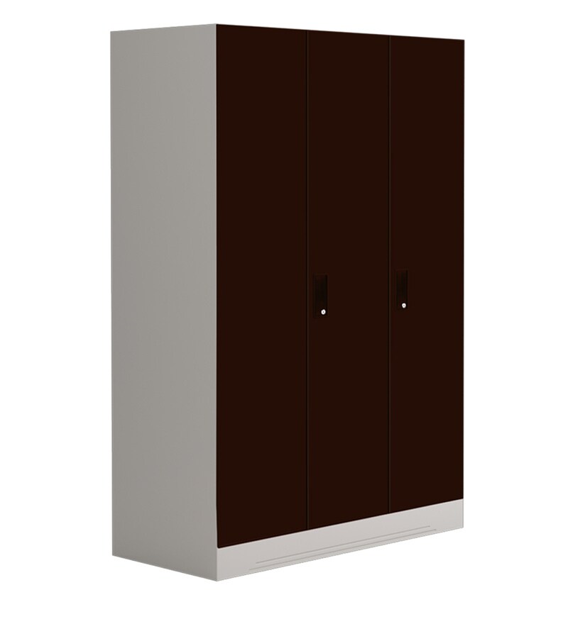 Buy Slimline Metal 3 Door Almirah In Russet Colour By Godrej