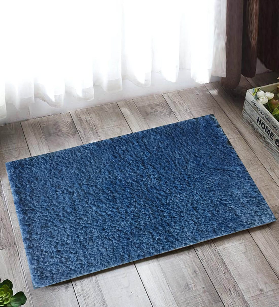 Blue Polyester Max Absorbent Bath Mat 18 x 12 inches, 