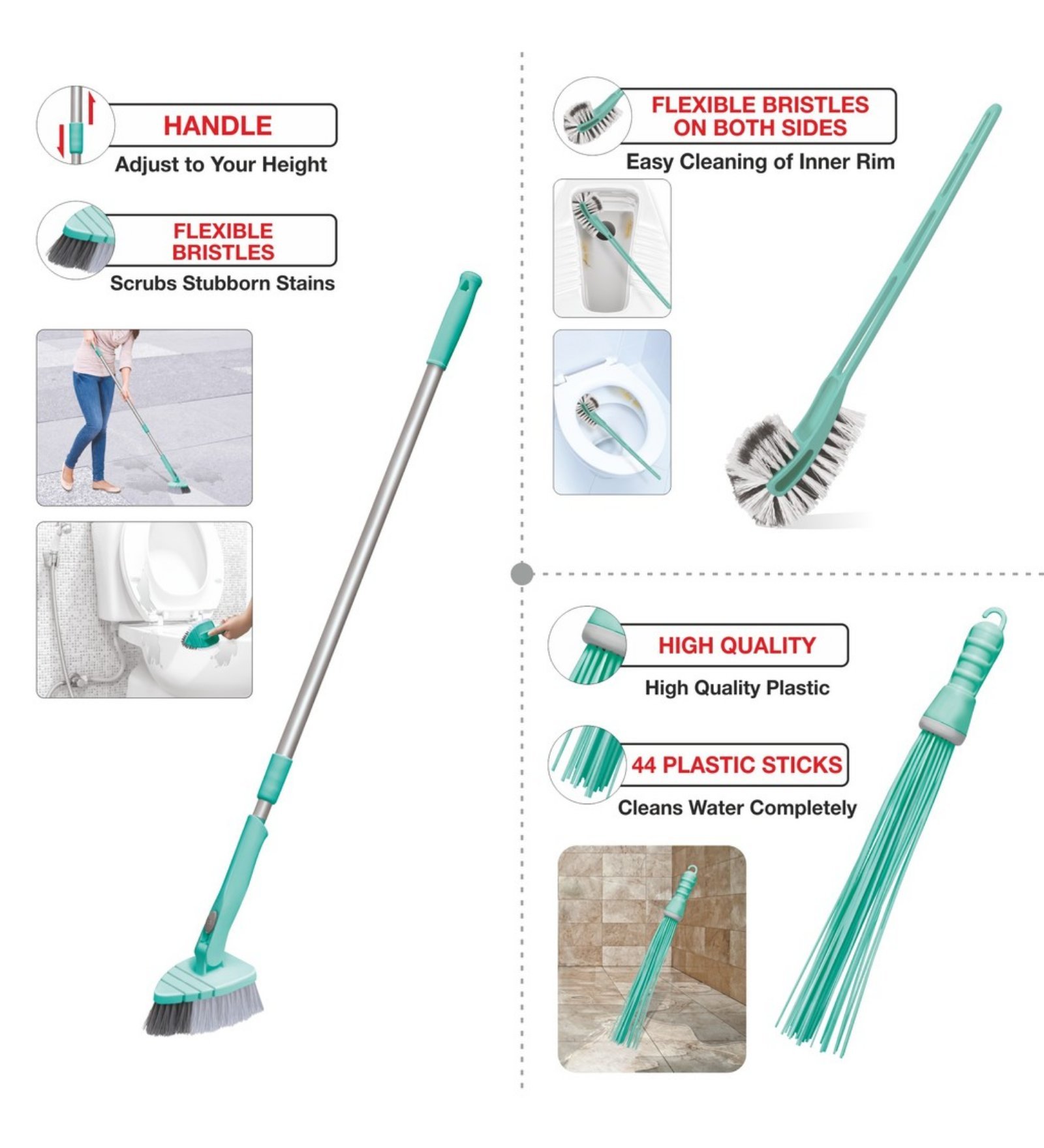 Buy Spotzero Bathroom Kharata with Toilet Brush & Cleaning Brush Set