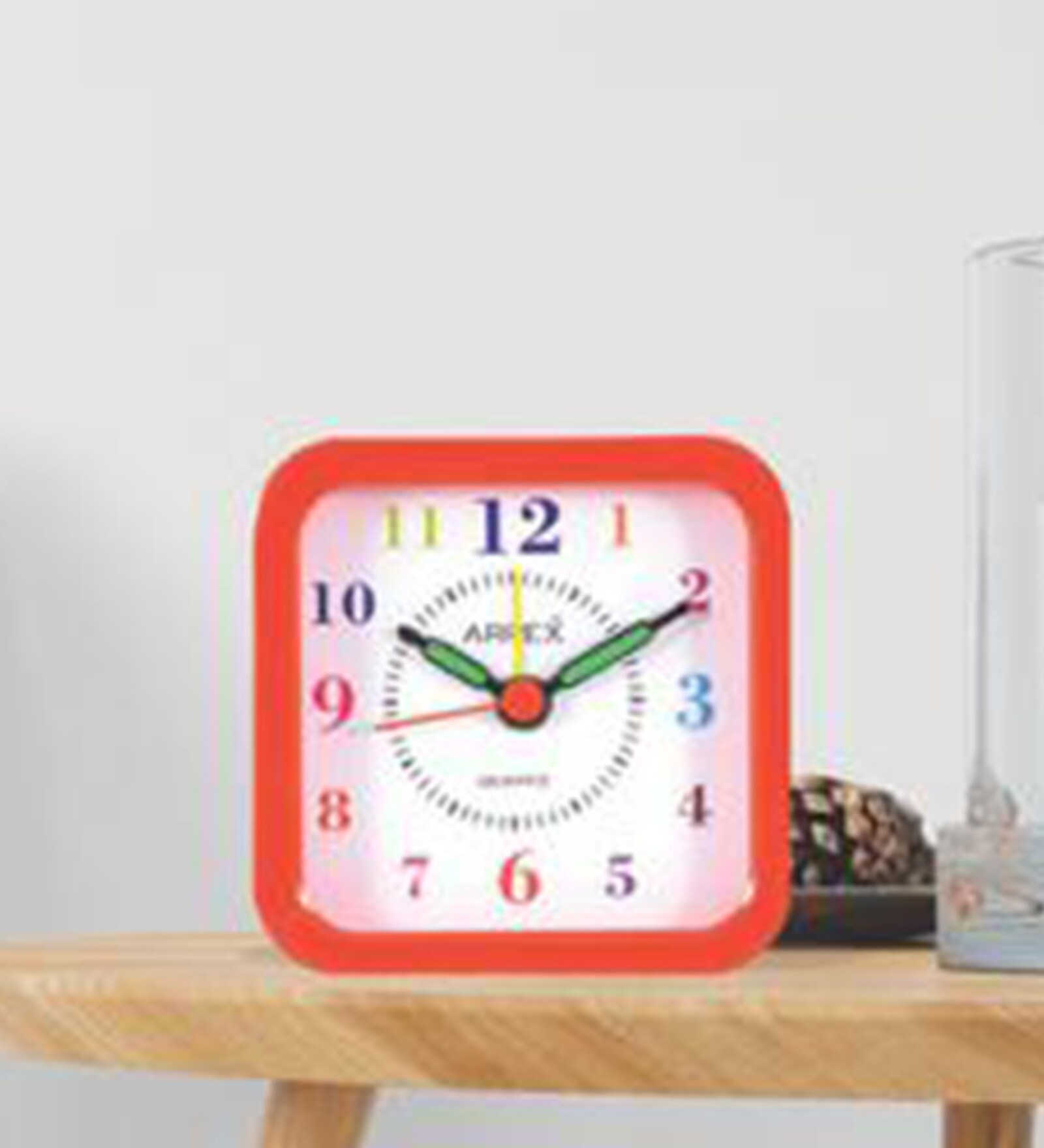 Buy Square Analog Alarm Table Clock in Red by Arrex Online Kids Table