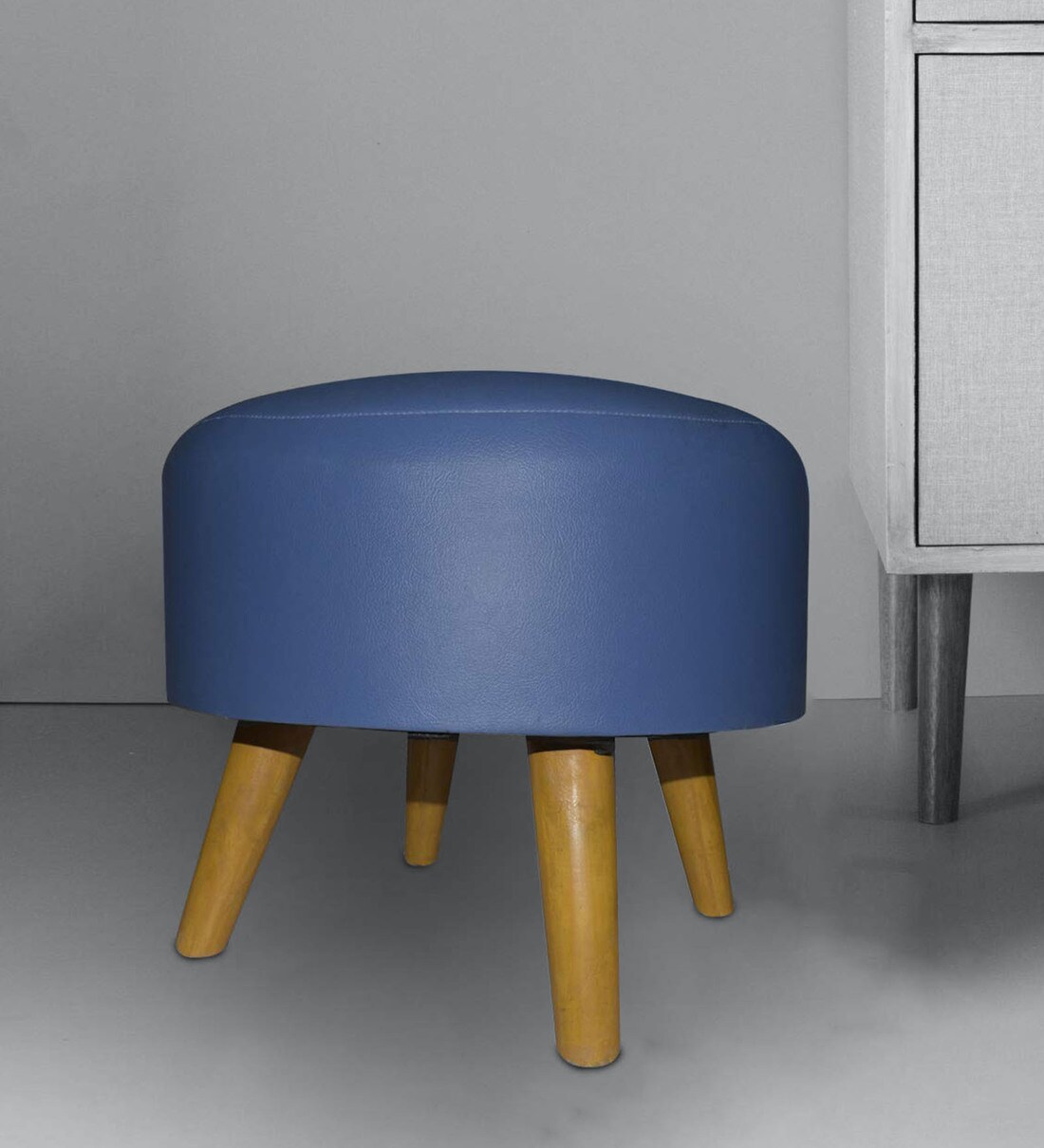 Buy Stool Leatherette Seating Stool in Blue Colour Online