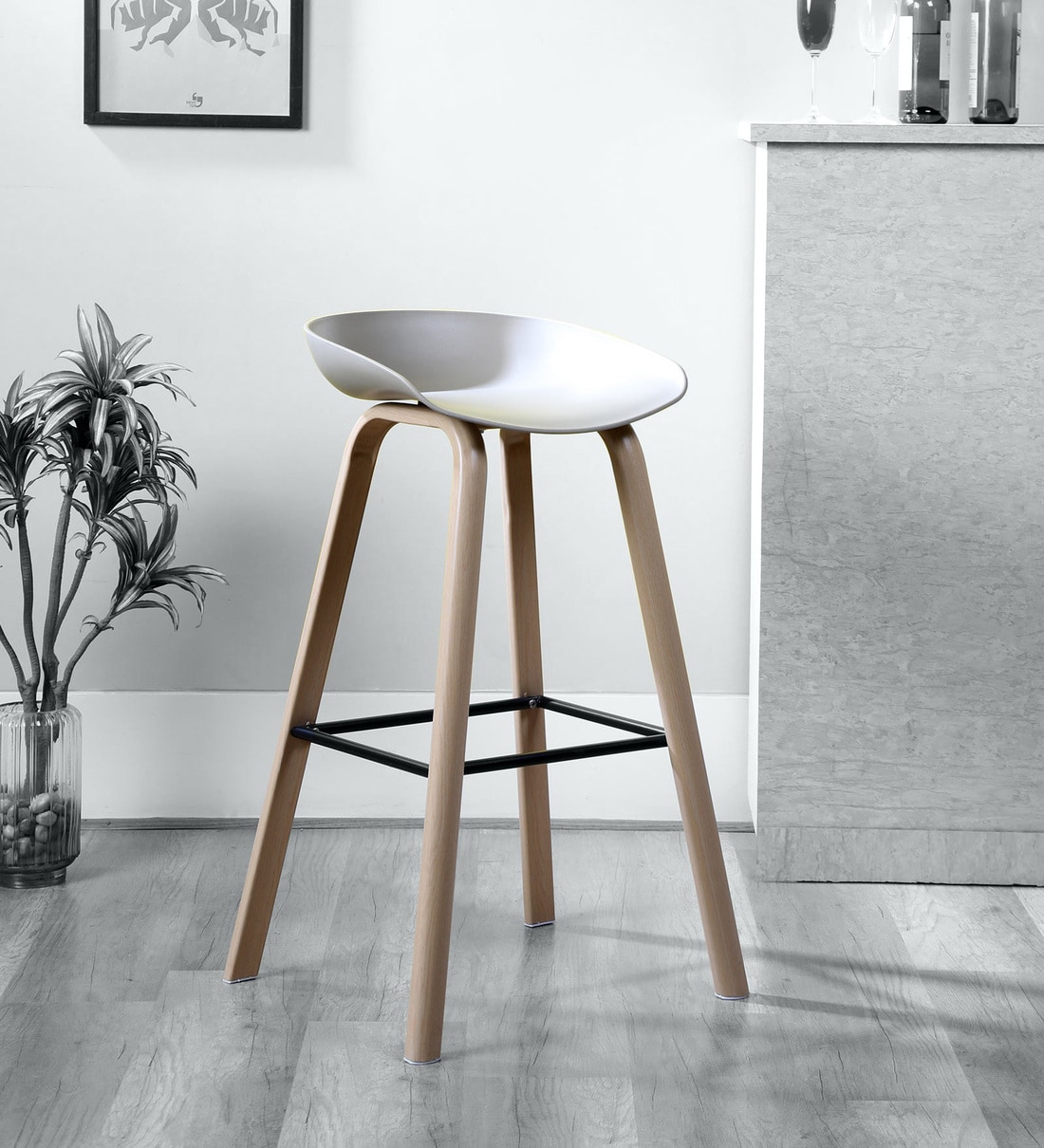 Buy Bar Stool in White Colour by Luxome Online Modern Bar Stools Bar Furniture Furniture