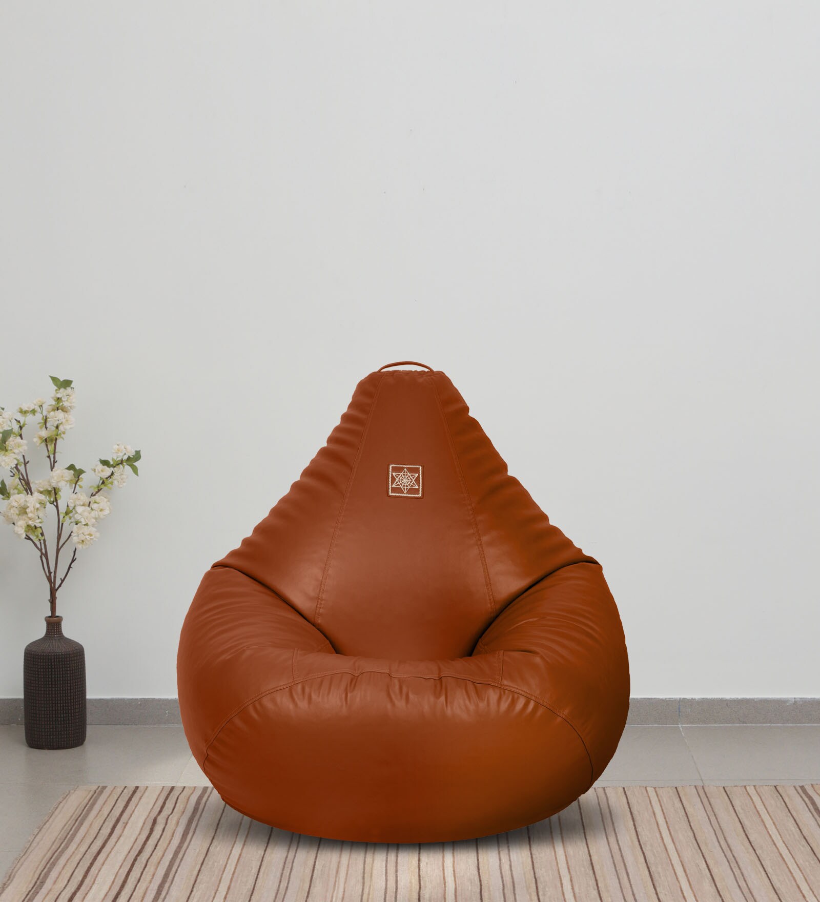 Buy Stylish XXL Leatherette Bean Bag Cover in Tan Colour Online Bean