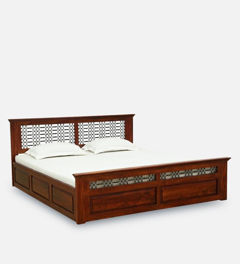 wooden cot with storage