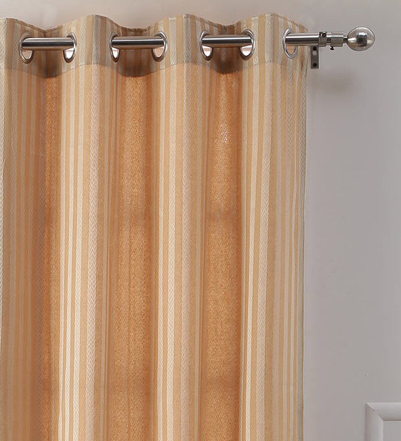 Buy Beige Polyester 46 X 90 Inch Jacquard Eyelet Door Curtain