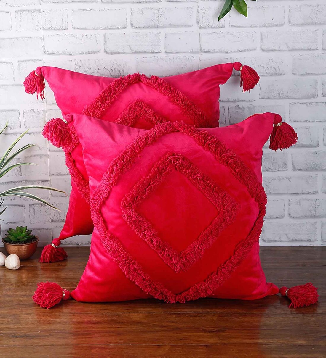 Buy Super Soft Velvet 18 x 18 Inch Cushion Covers (Set of 2) by Eyda Online Woven Cushion