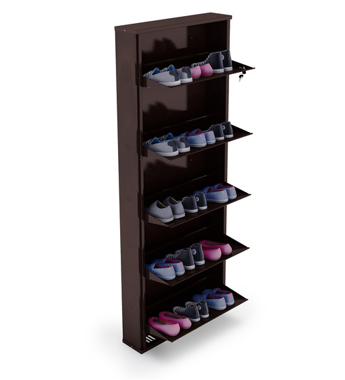 Buy Super Wide 5 Door Metal Shoe Rack In Brown Colour By Crust Online Tilt Out Shoe Racks Shoe Racks Furniture Pepperfry Product