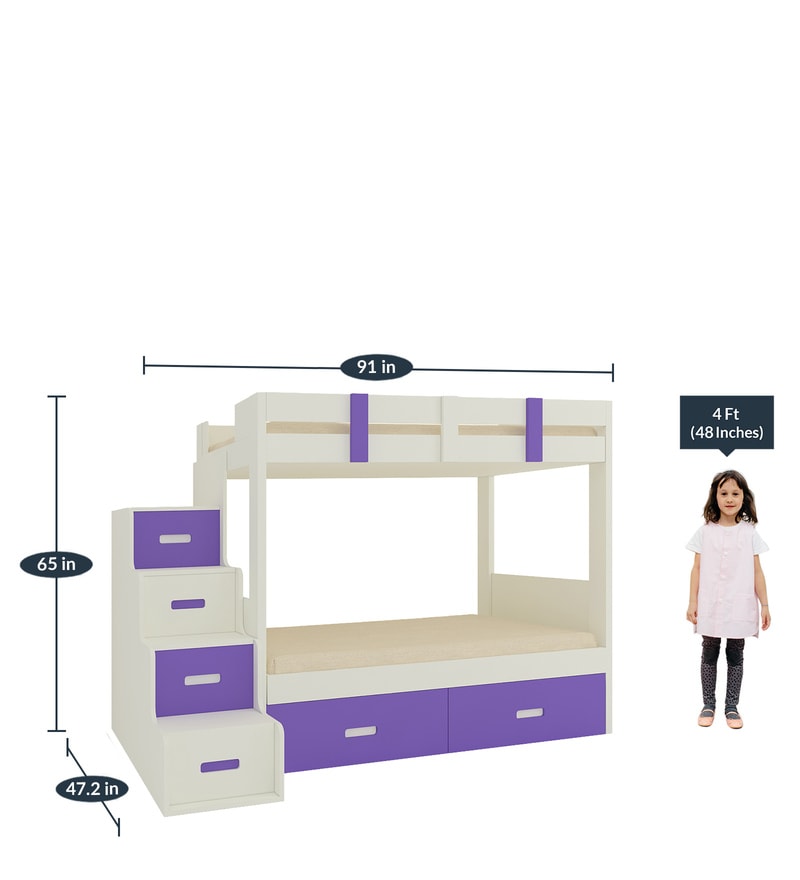 Buy Suvina Twin Bunk Bed With Storage Steps And Drawers In Purple