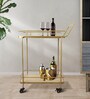 Corsica Designs SuperNova Metal Bar Trolley In Gold Finish With Wood