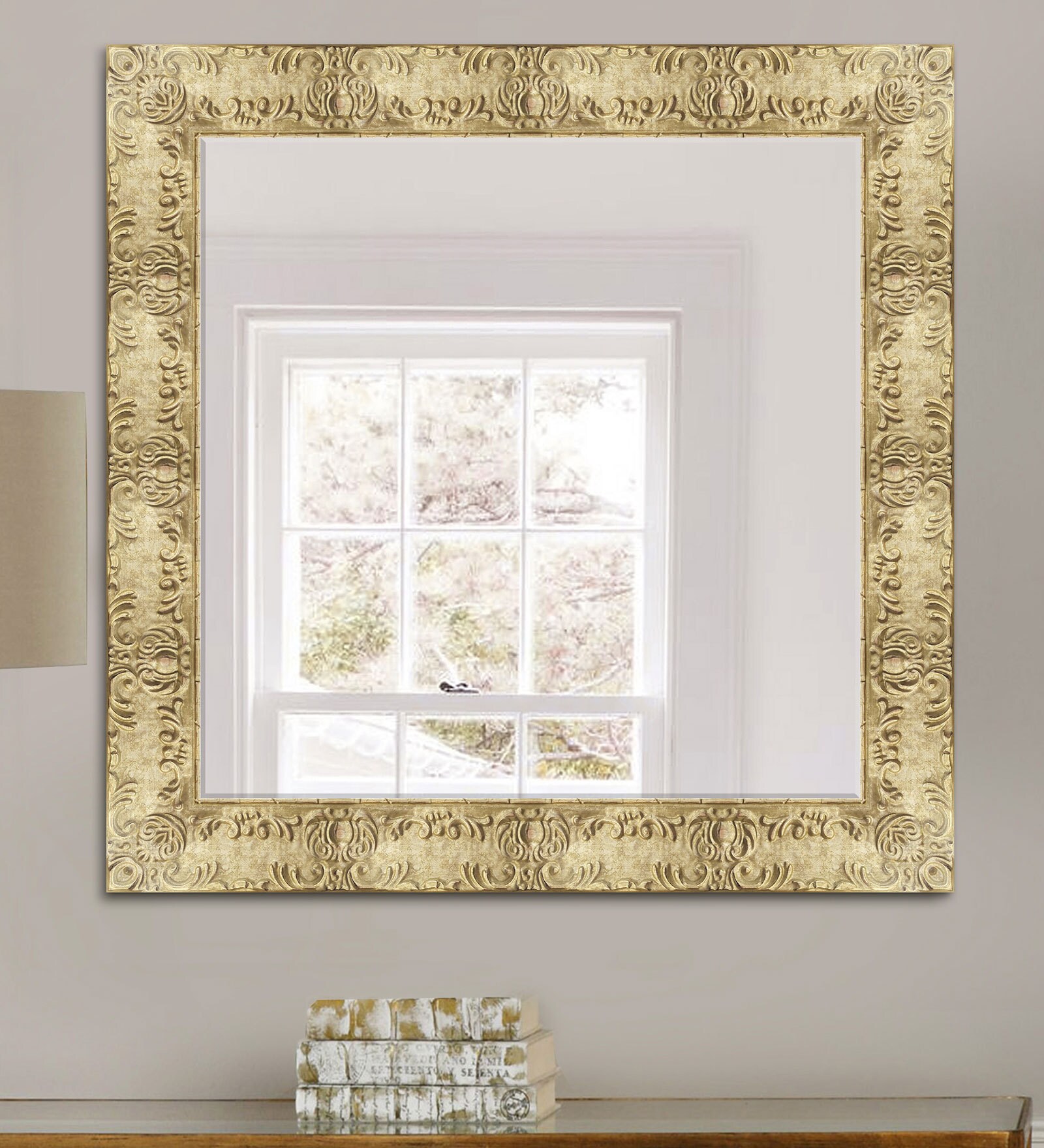 Buy Synthetic Wood Rectangle Wall Mirror in Silver Colour Online Wall