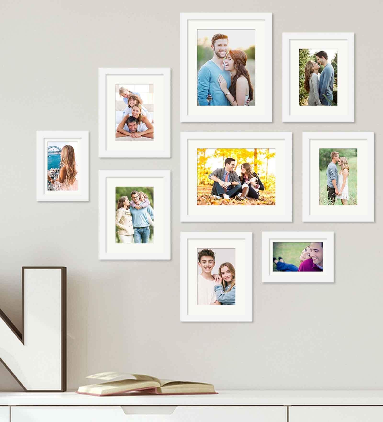 Buy White Synthetic Wood Georgia Wallset Of 9 Collage Photo Frames at ...