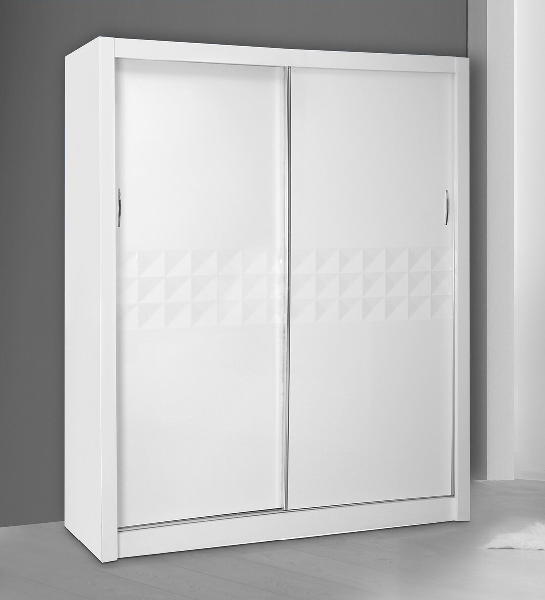 Buy Theia 2 Door Sliding Wardrobe in Gloss White Colour Online