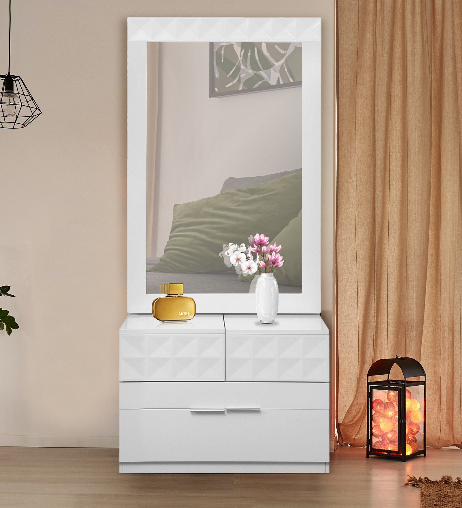 Buy Theia Dresser in White Colour Online Dressers Dressing Tables