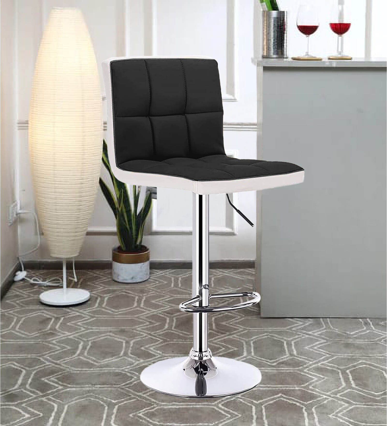 Buy Tony Full Back Bar Stool In Black & White Colour By Redefine Online - Contemporary Bar ...