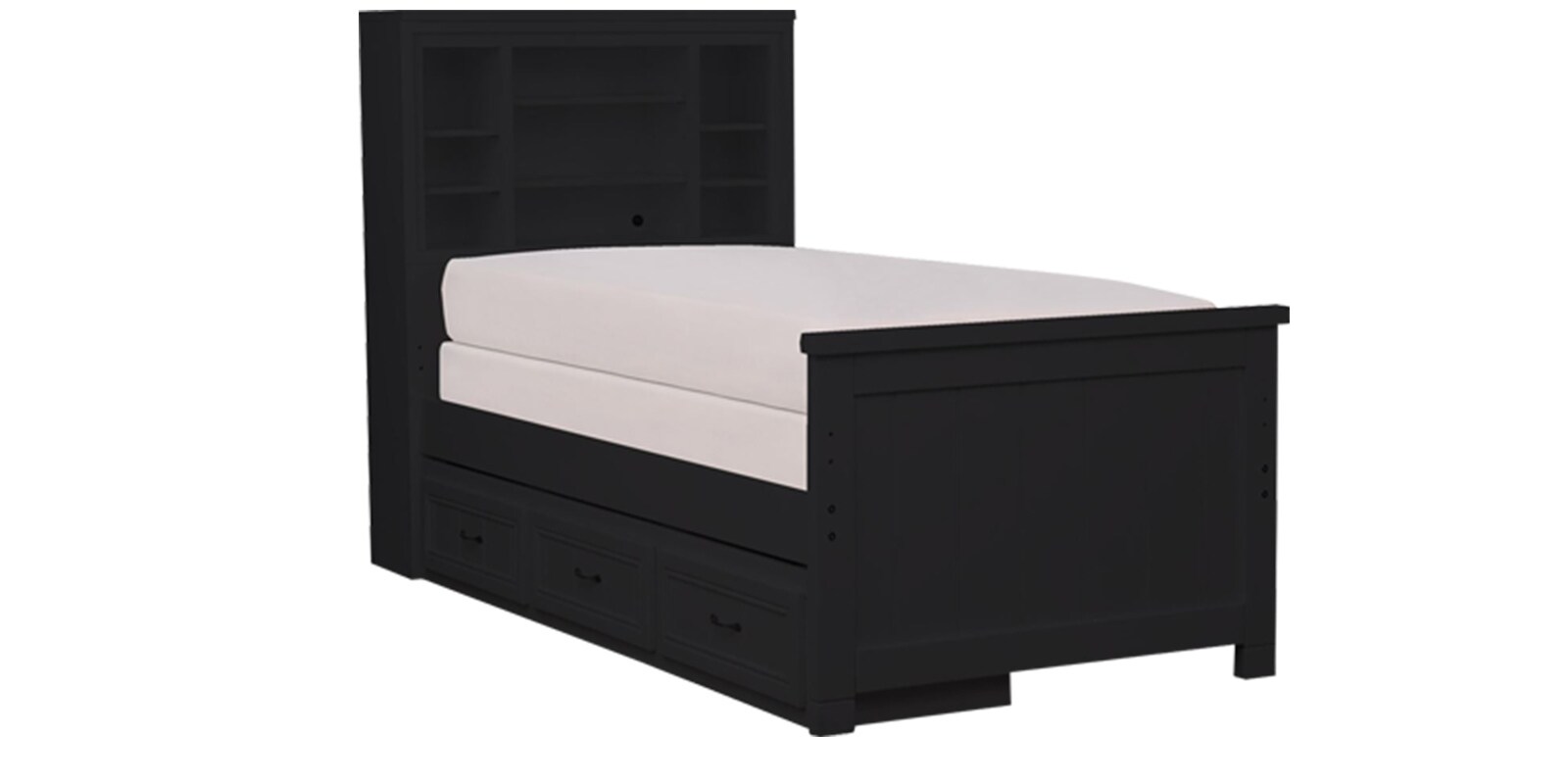Buy Transitional Panel Single Bed with Storage And Units in Black Color by Afydecor Online