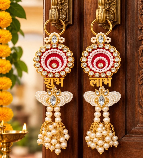 Traditional Shubh Labh Wall Hanging D cor   Pair