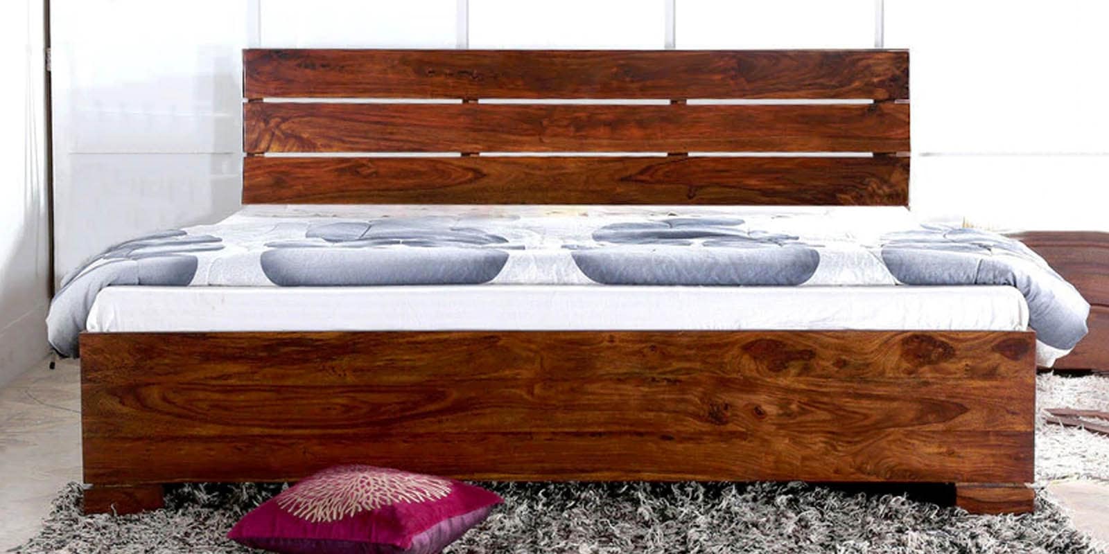 Buy Tulsa Queen Size Bed with Storage in Provincial Teak Finish by