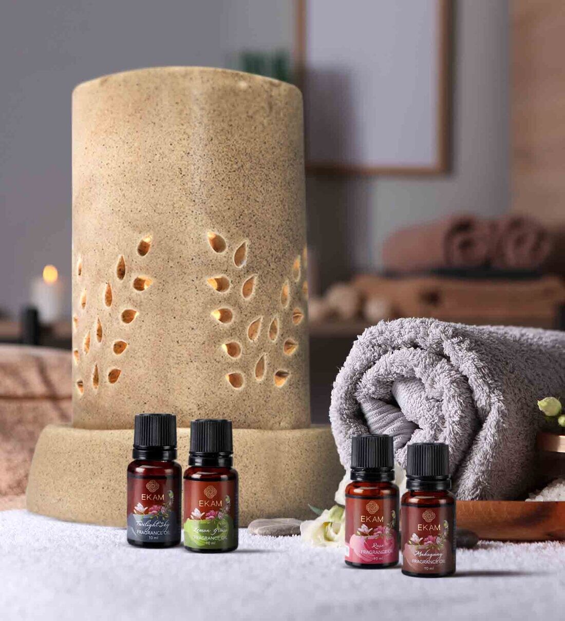 Buy Twilight Sky (Set of 5) Bone China Electric Oil Warmer with 4 Aroma