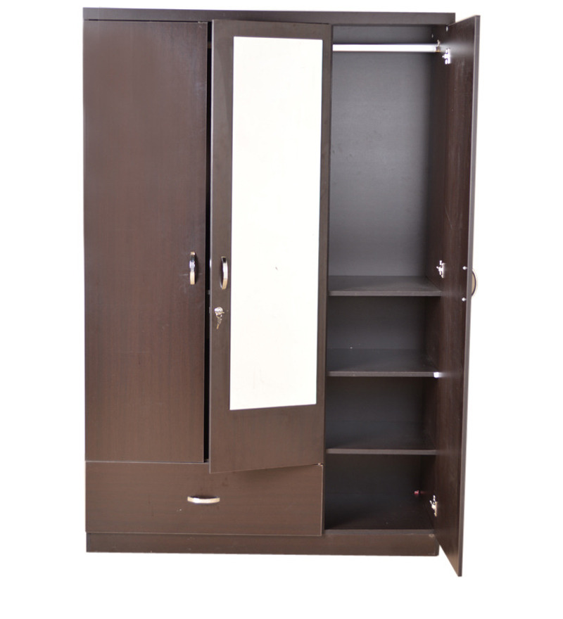 The mirror door can be placed on the left side right side or in the middle 3 Door Wardrobe With Mirror