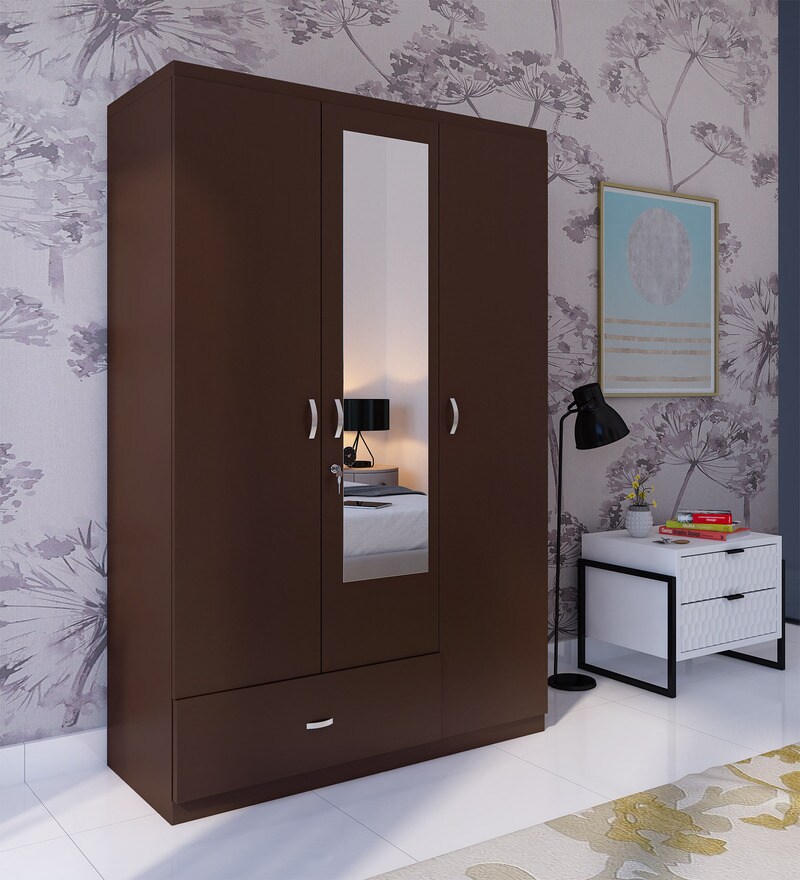 Buy Masters High Gloss Three Door Wardrobe In Oak And White Finish