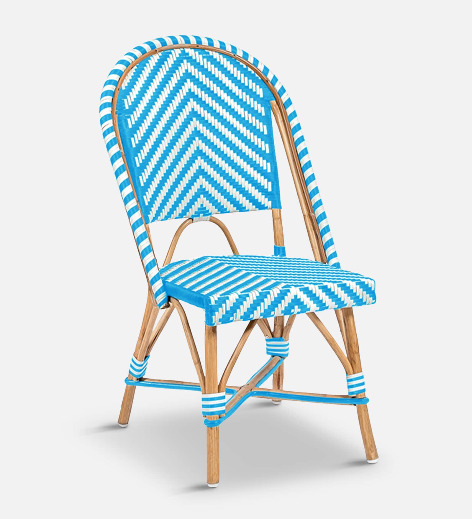 Buy V Wicker Patio Chair in Light Blue & White Finish Online Seating