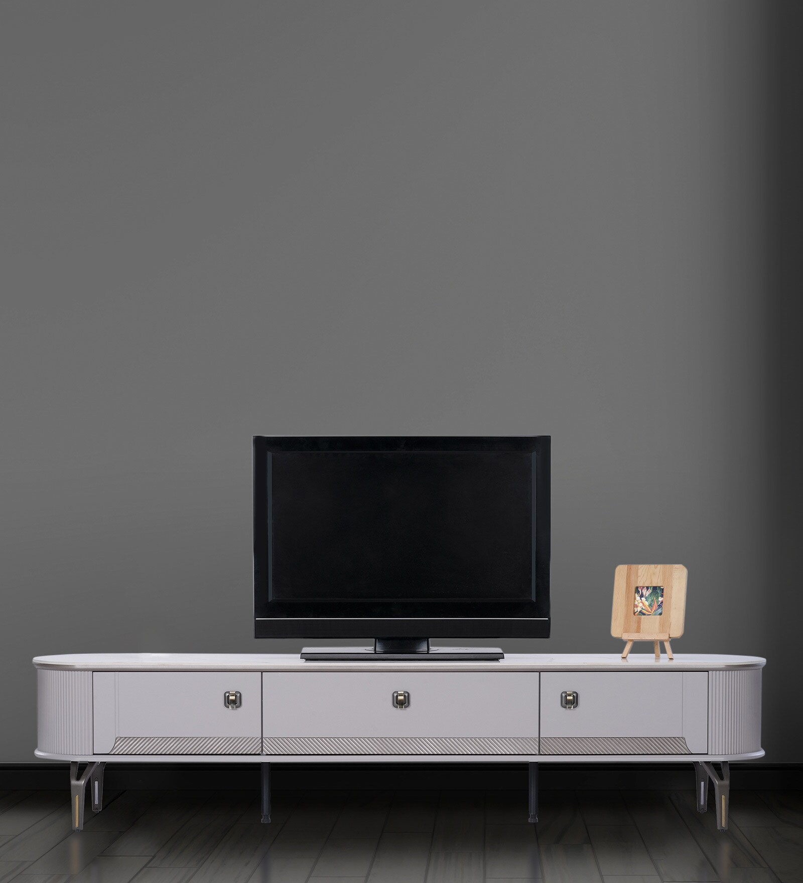 Buy Venessa Marble Top TV Console in White & Grey Colour at 40 OFF by Durian Pepperfry