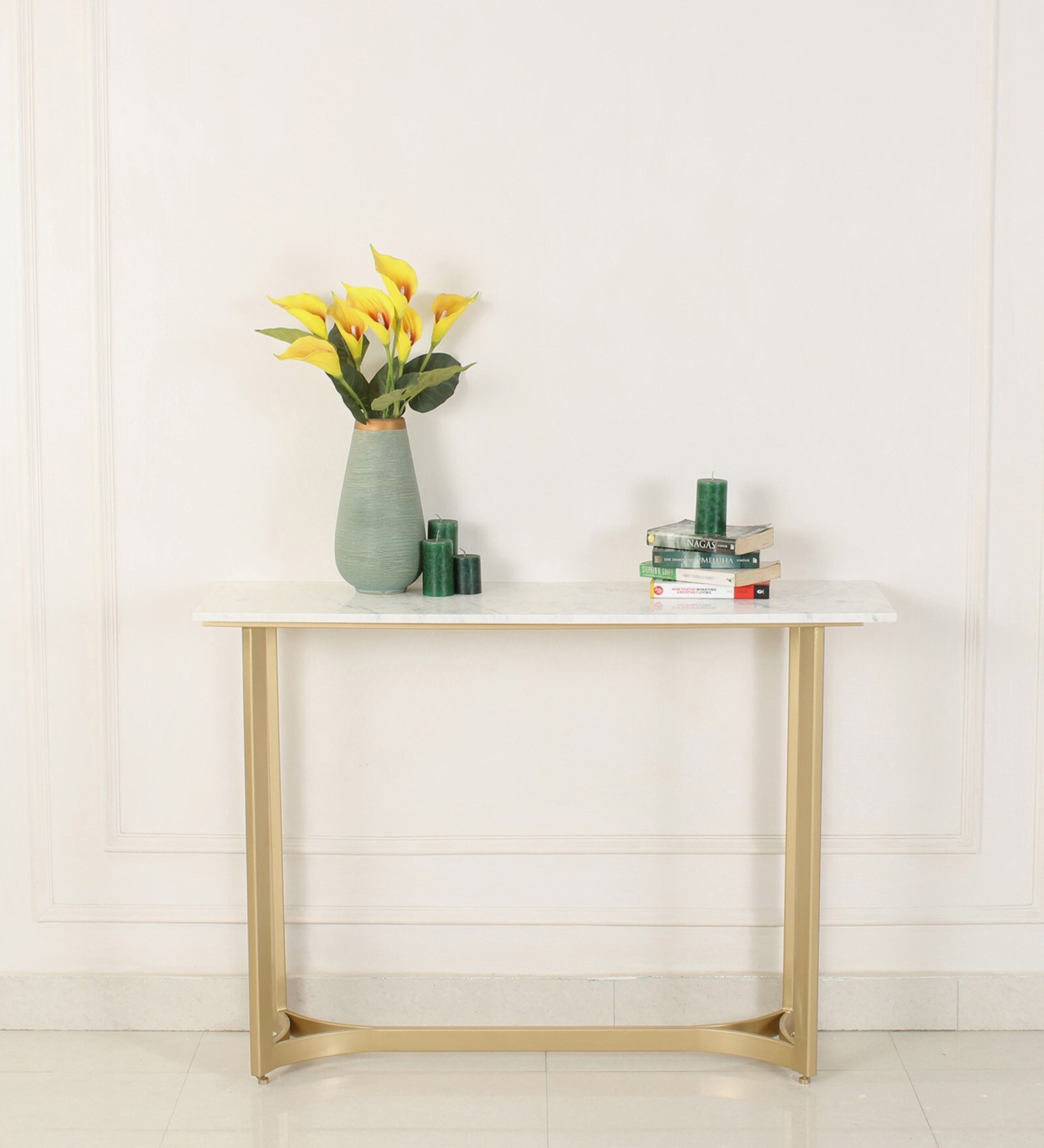 Buy Verona Marble Top Console Table In Golden Finish at 40% OFF by ...