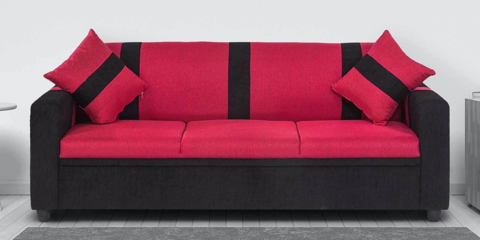Buy Ventura 3 Seater Sofa in Red Colour Online Contemporary 3 Seater
