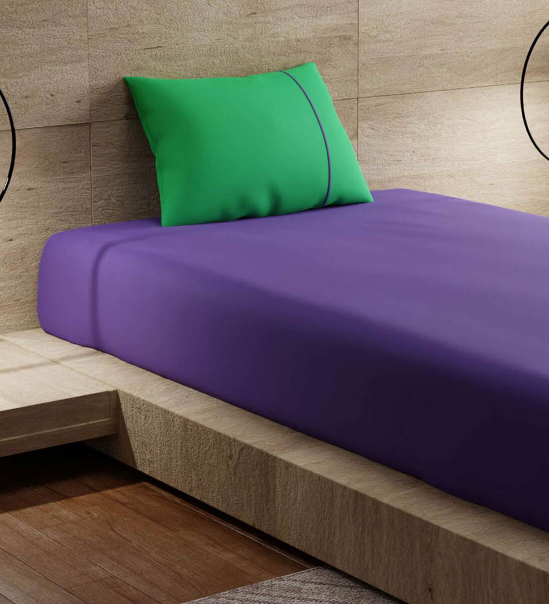 Buy Violet Solid 144 TC Cotton Single Bed Sized Bed Sheets With 1