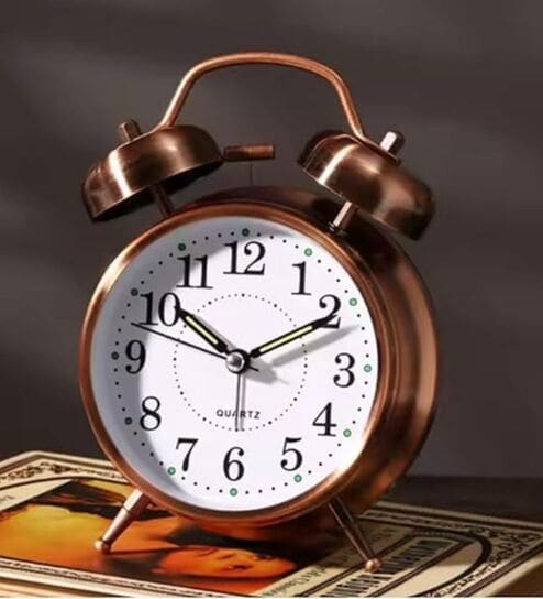 Vintage Twin Bell Analog Display Table Alarm Clock with Backlight -copper Offers & Cashback