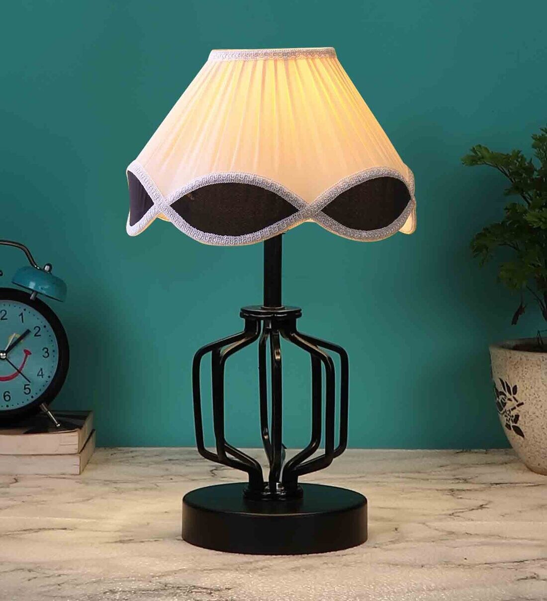 Buy White And Black Shade Table Lamp With Shade Table Lamp With Iron Base By New Era At 67 Off By 0538