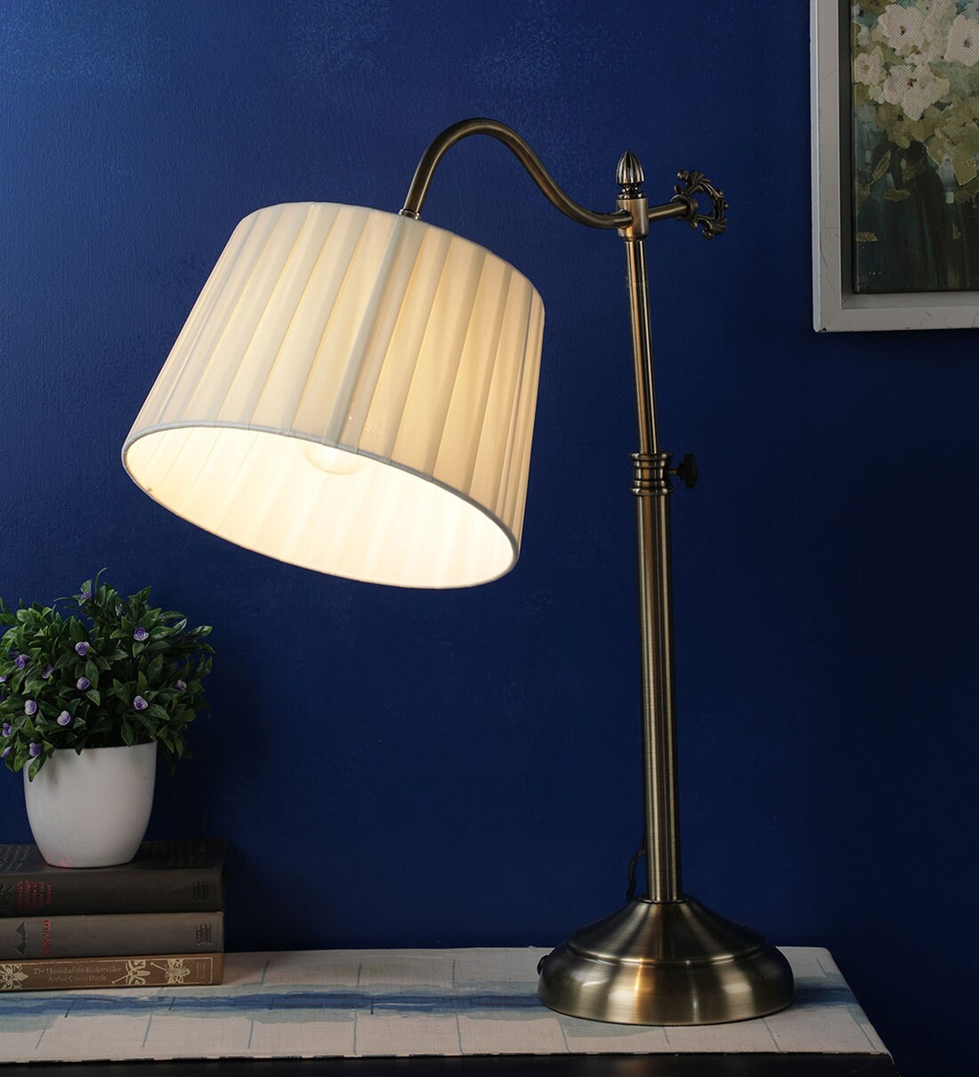 Buy White Shade Study Lamp with Fabric Base by The Light Studio Online