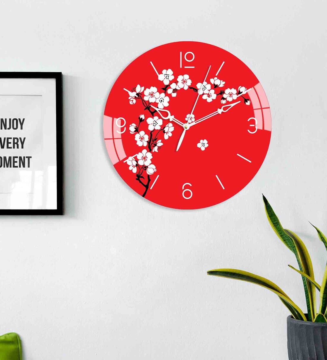Buy White Flowers Acrylic Wall Clock by The Next Decor Online Modern