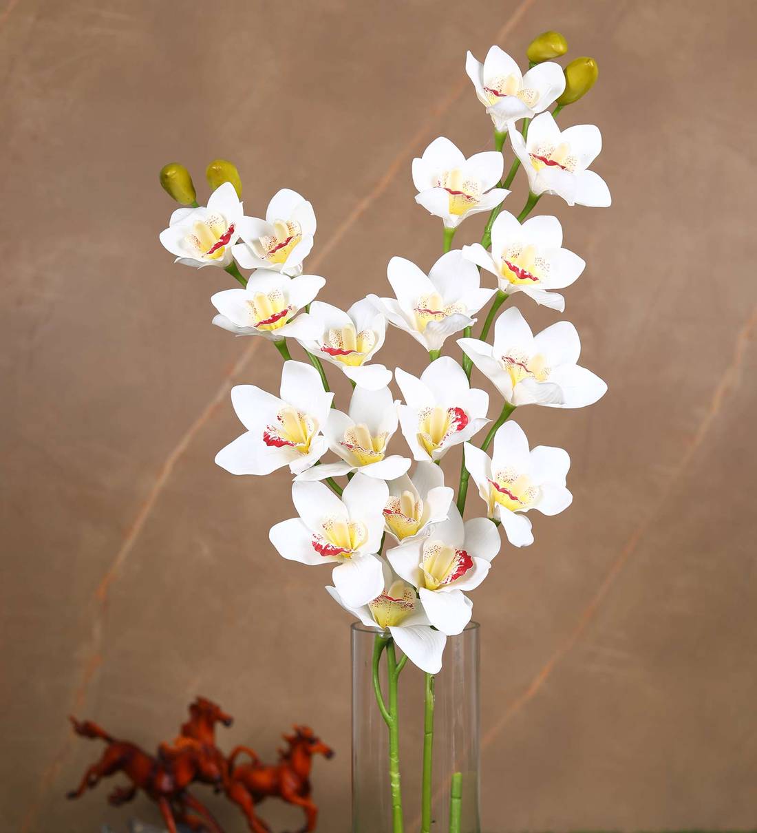 Buy White Polyurethane Beautiful Artificial Cymbidium Orchid Flowers