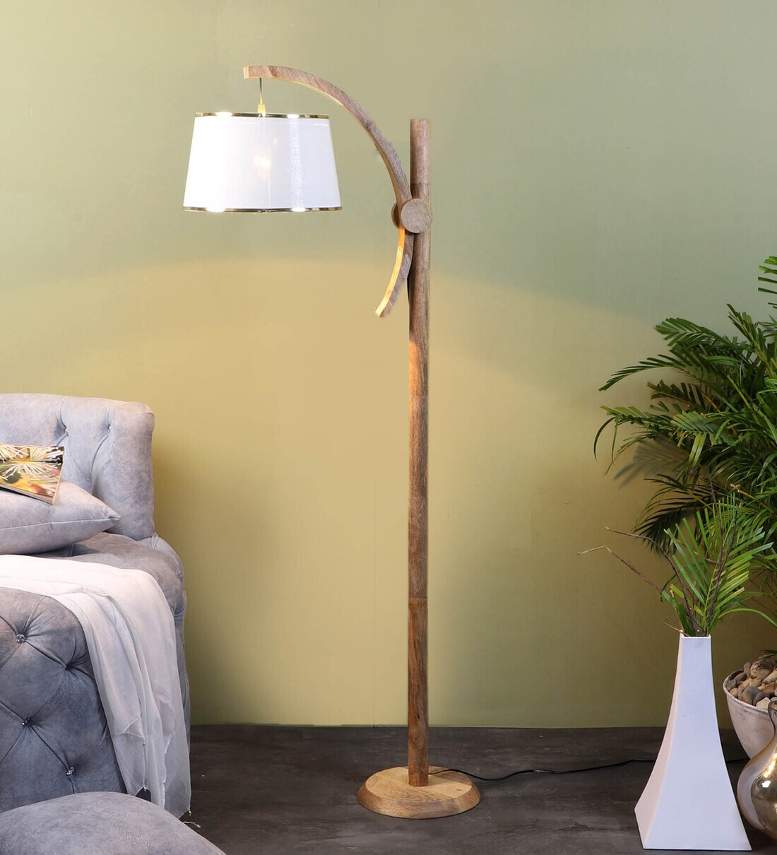 Buy Vespera White Iron Shade Club Floor Lamp With Wood Base By Sapphire Online Club Floor 8762