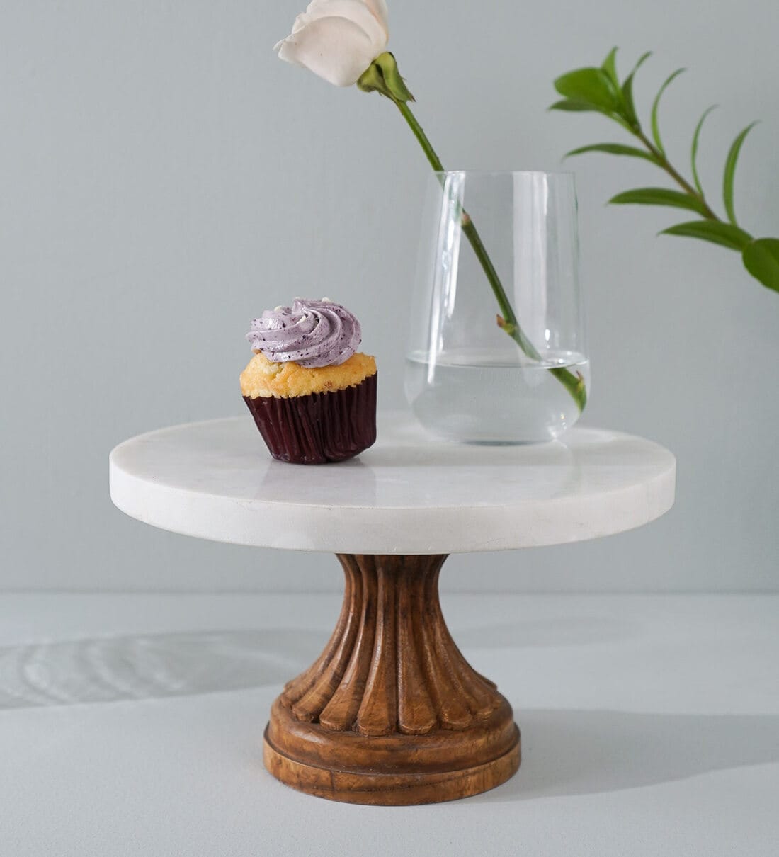 Buy Vanilla White & Brown Marble & MDF Cake Stand Online Cake Stands