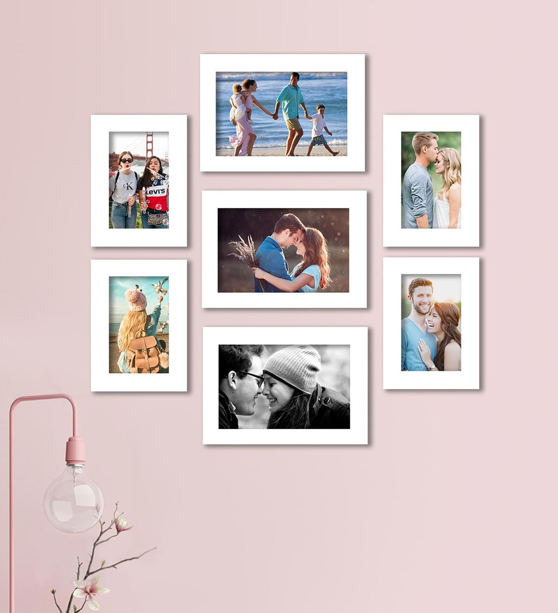 Buy White Synthetic Wood Juniper Set Of 7 Collage Photo Frames at 23