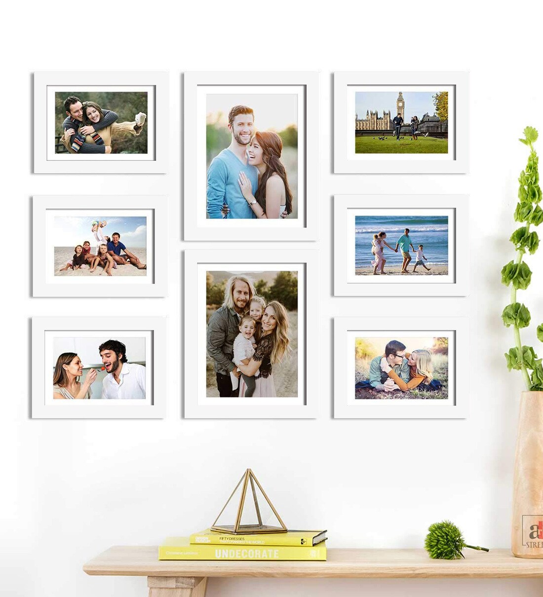 Buy White Synthetic Wood Blakely Set Of 8 Collage Photo Frames at 24