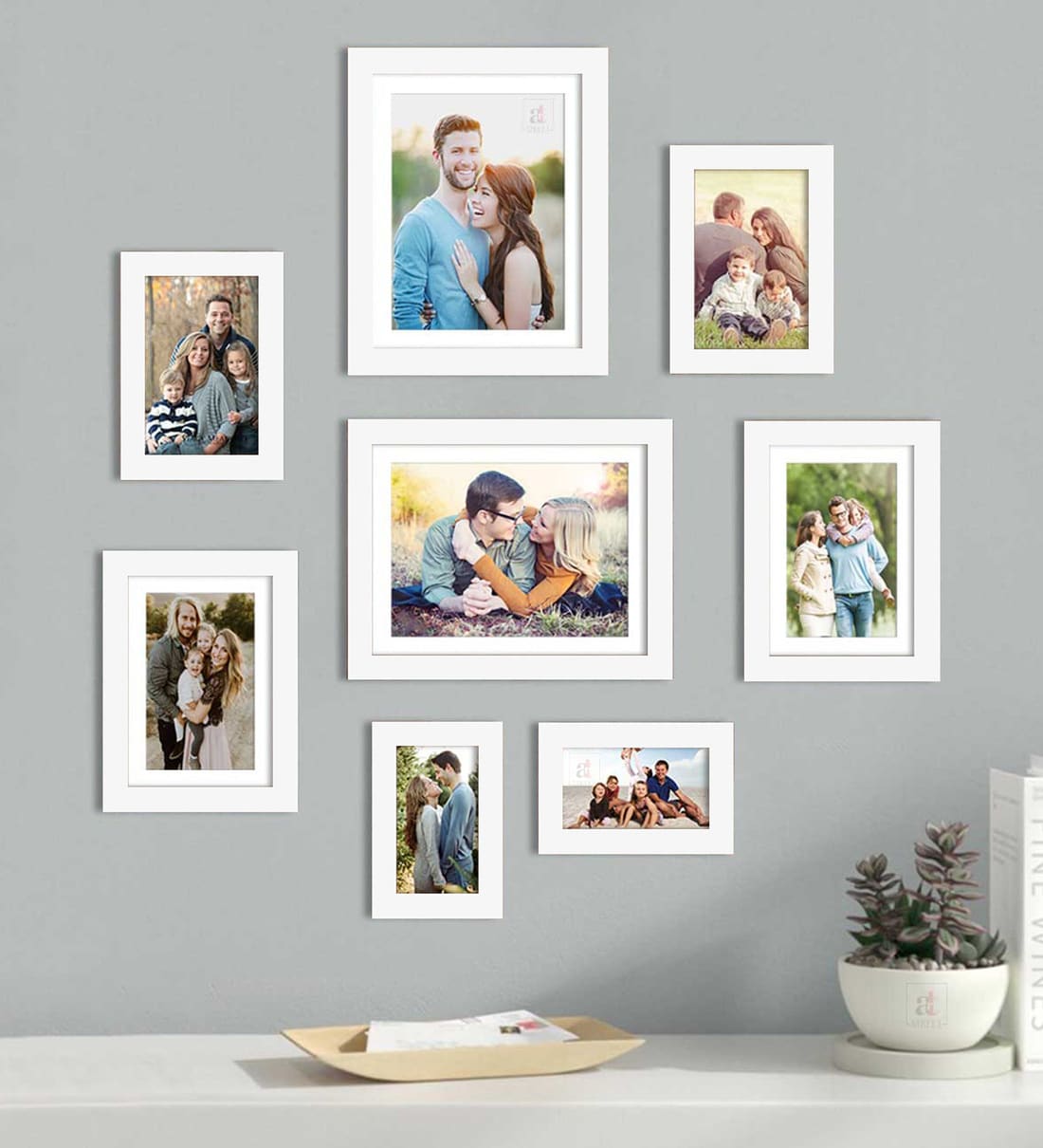 Buy White Synthetic Wood River Set Of 8 Collage Photo Frames Online