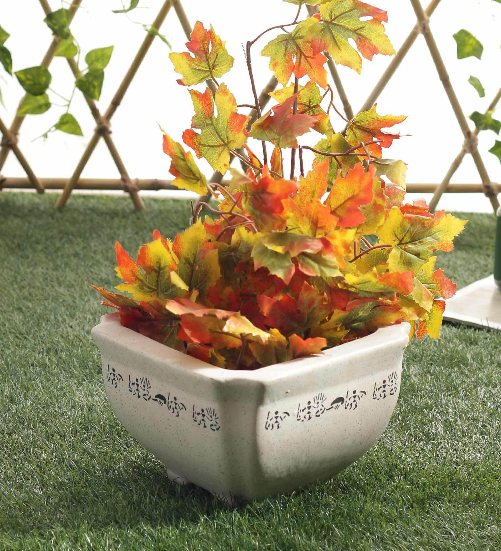 Buy White Ceramic Square Tub Planter Pot By Culstreet Online Floor