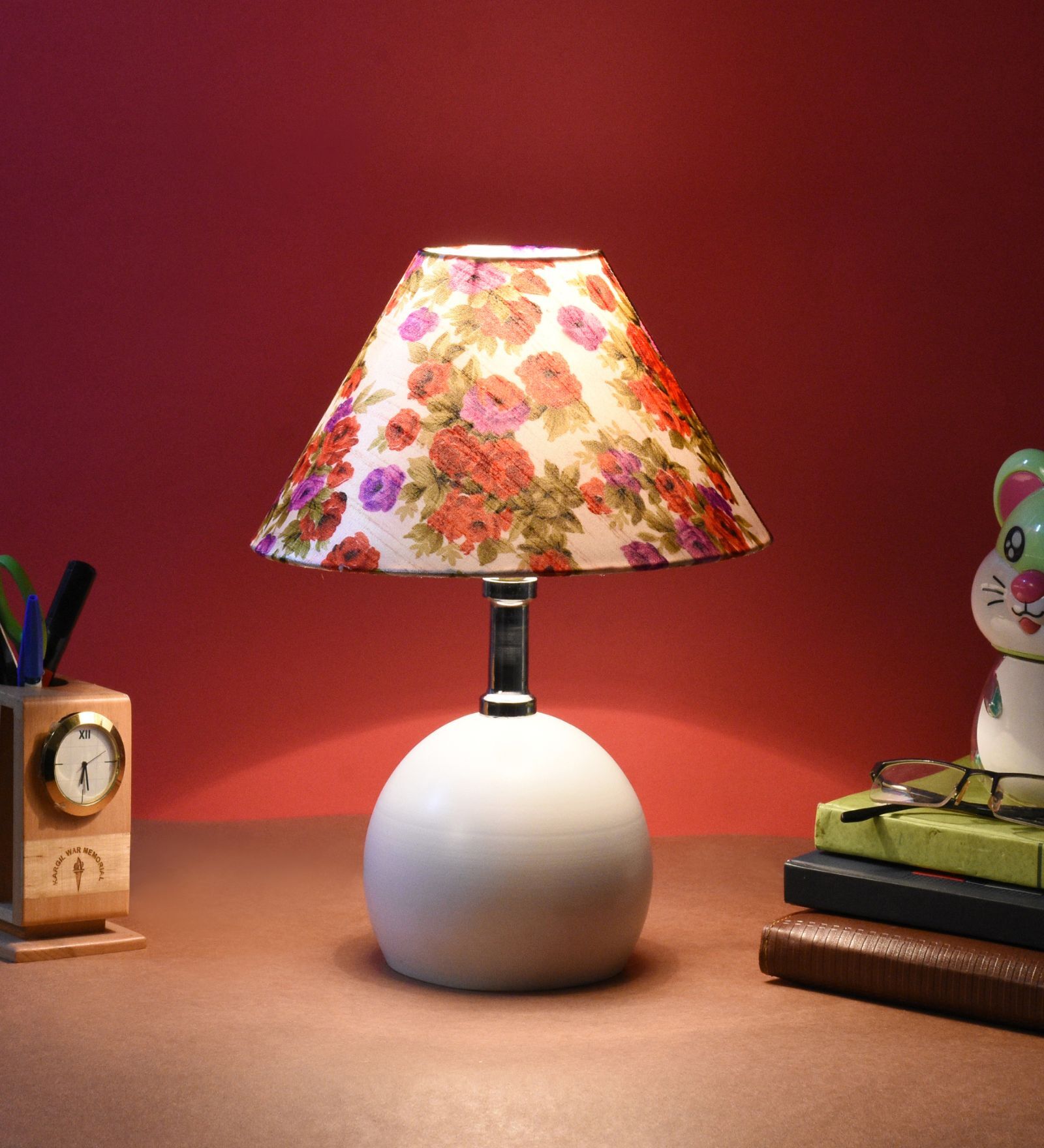 Buy White Metal & Cotton Red & Purple Colour Table Lamp at 68 OFF by
