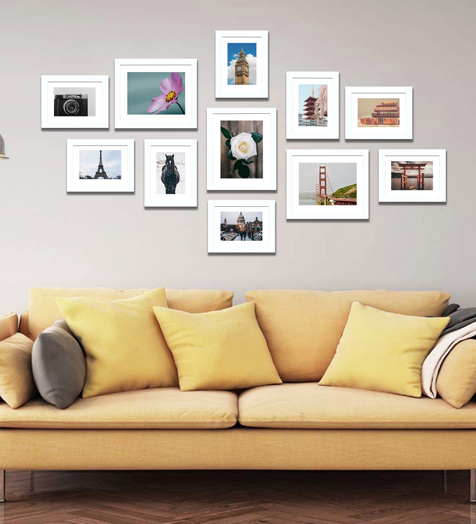 Buy White Engineered Wood Set Of 11 Collage Photo Frames Online