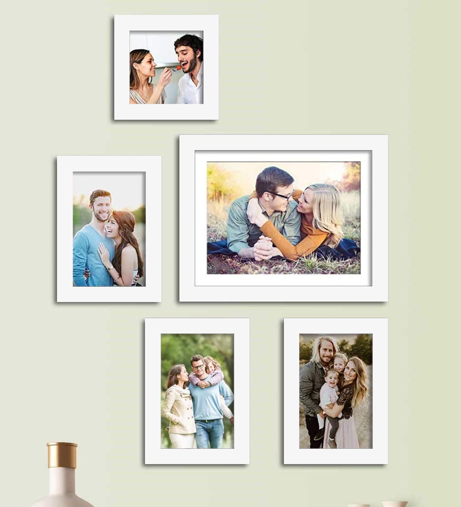 Buy White Synthetic Wood Cecilia Set Of 5 Collage Photo Frames at 29