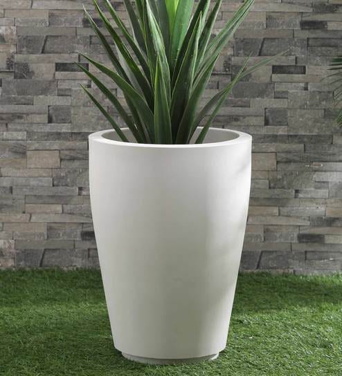 Buy White Polymer Round Shaped Large Planter By Yuccabe Italia Online Big Planters Pots 