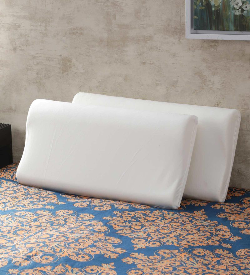 Buy White 14 X 24 Inch Hues Pu Moulded Foam Medium Pillow By