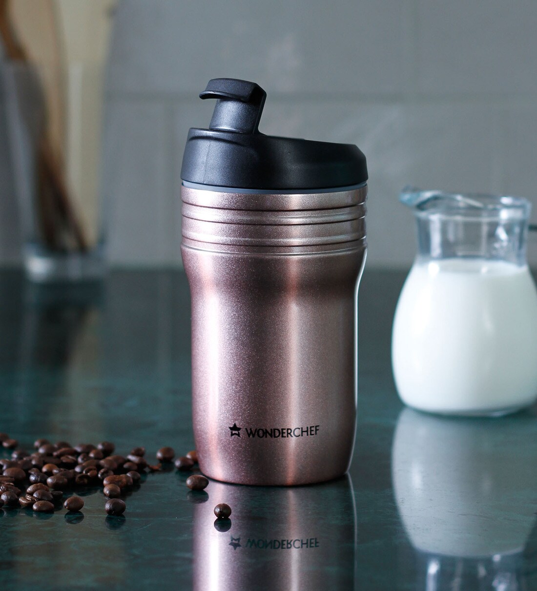 Buy Wonderchef Stainless Steel 350 ML Coffee CarryOn Mug Online Mugs