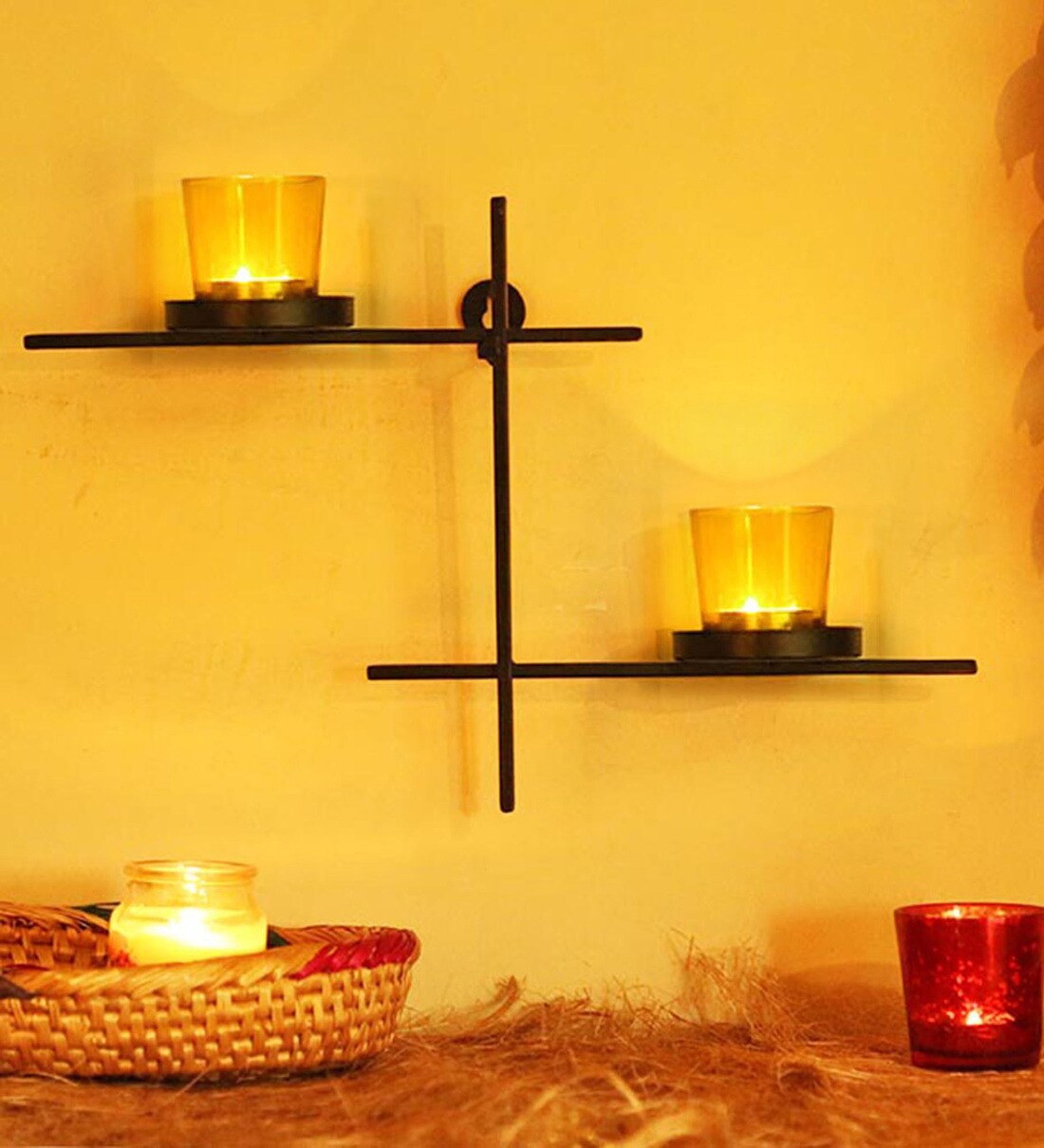 Buy Black Metal Oval Wall Candle Holder Online Wall Tea Light Holder