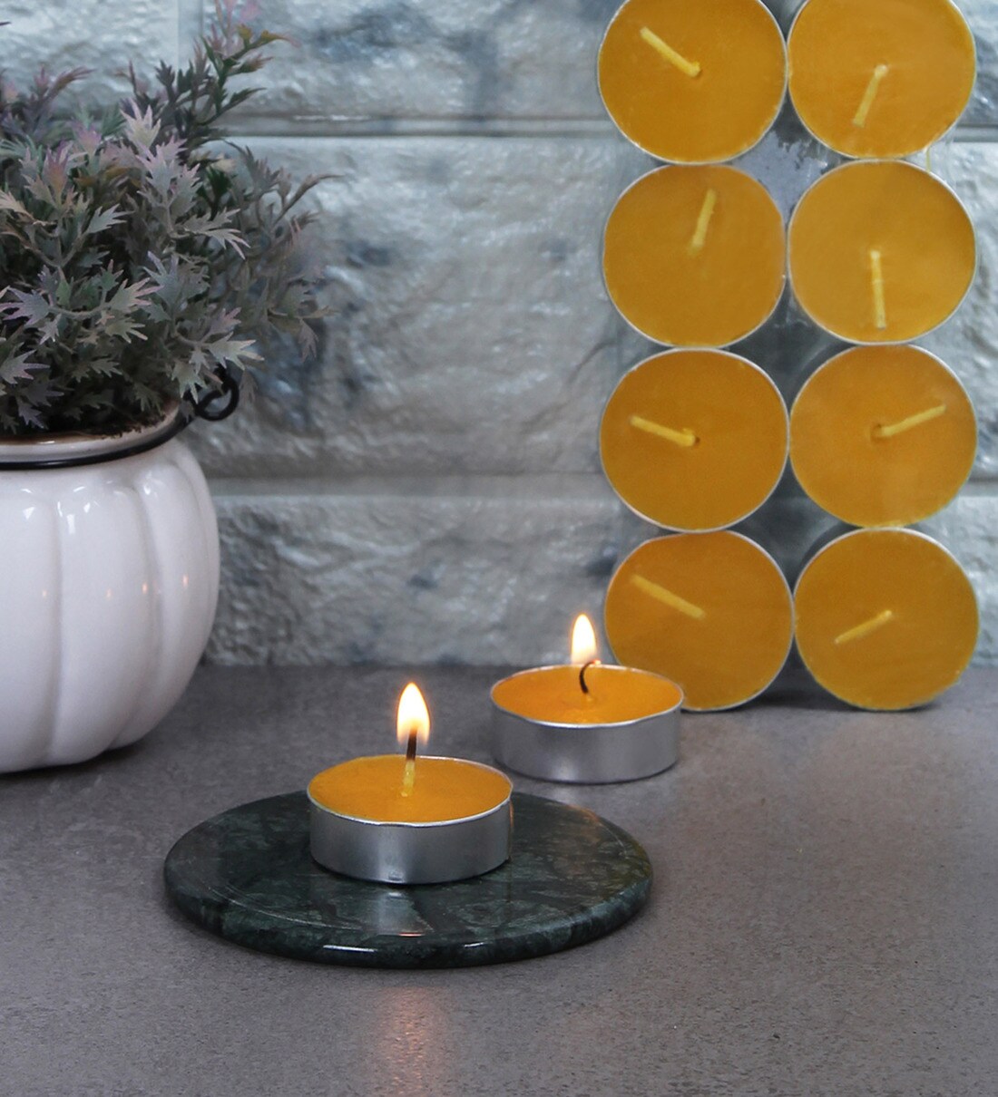 Buy Yellow Paraffin Wax Scented Candle Set of 30 by Orlando's Decor