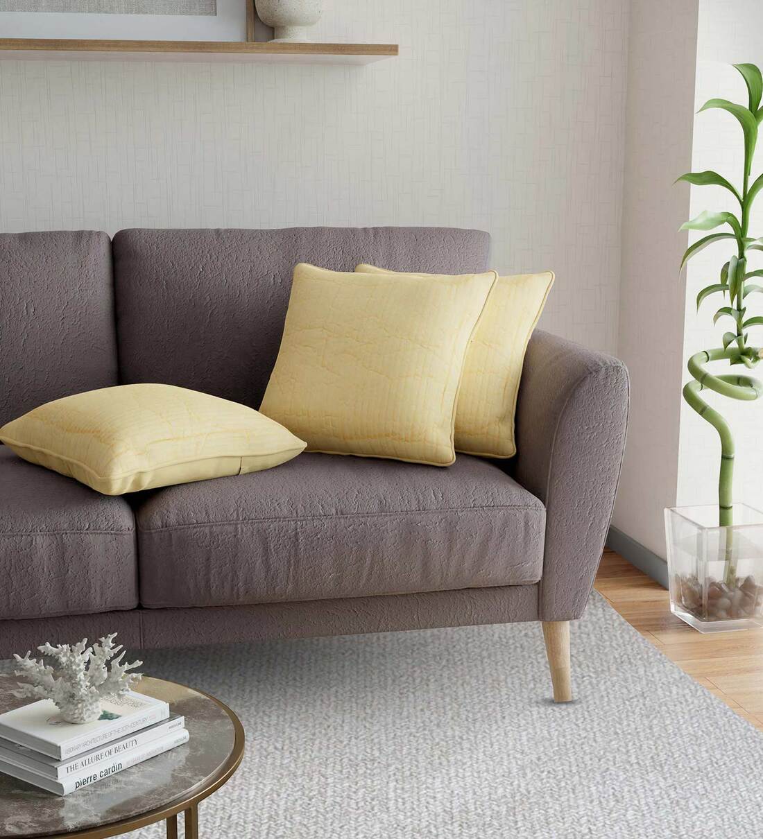 Buy Beige Solid Cotton 16 x 16 Inch Cushion Covers (Set of 5) by Jaipur